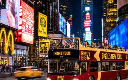 NYC: Sightseeing Night Tour by Open-Top Bus with Live Guide