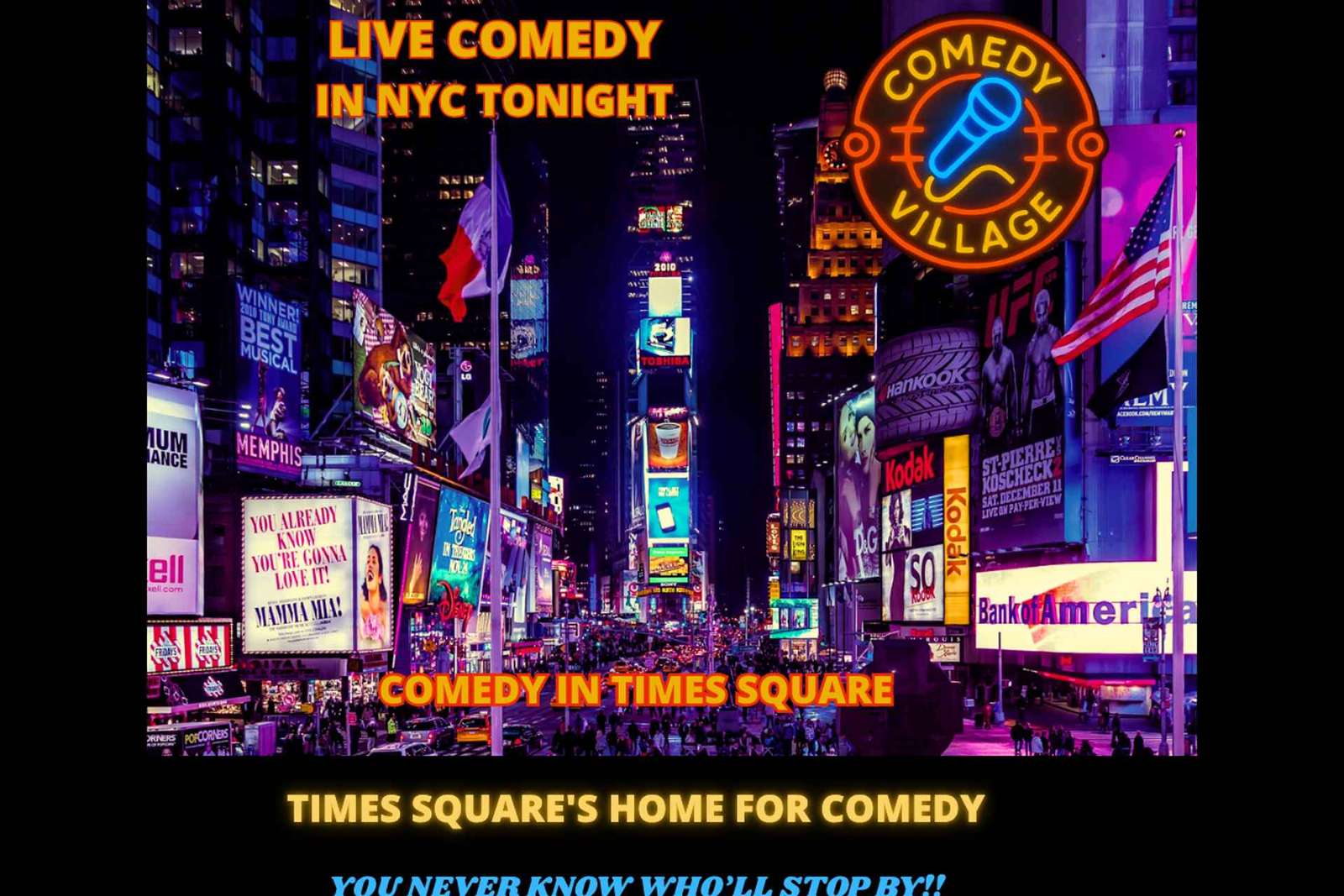 NYC: Comedy Village Times Square Stand-Up Show Ticket